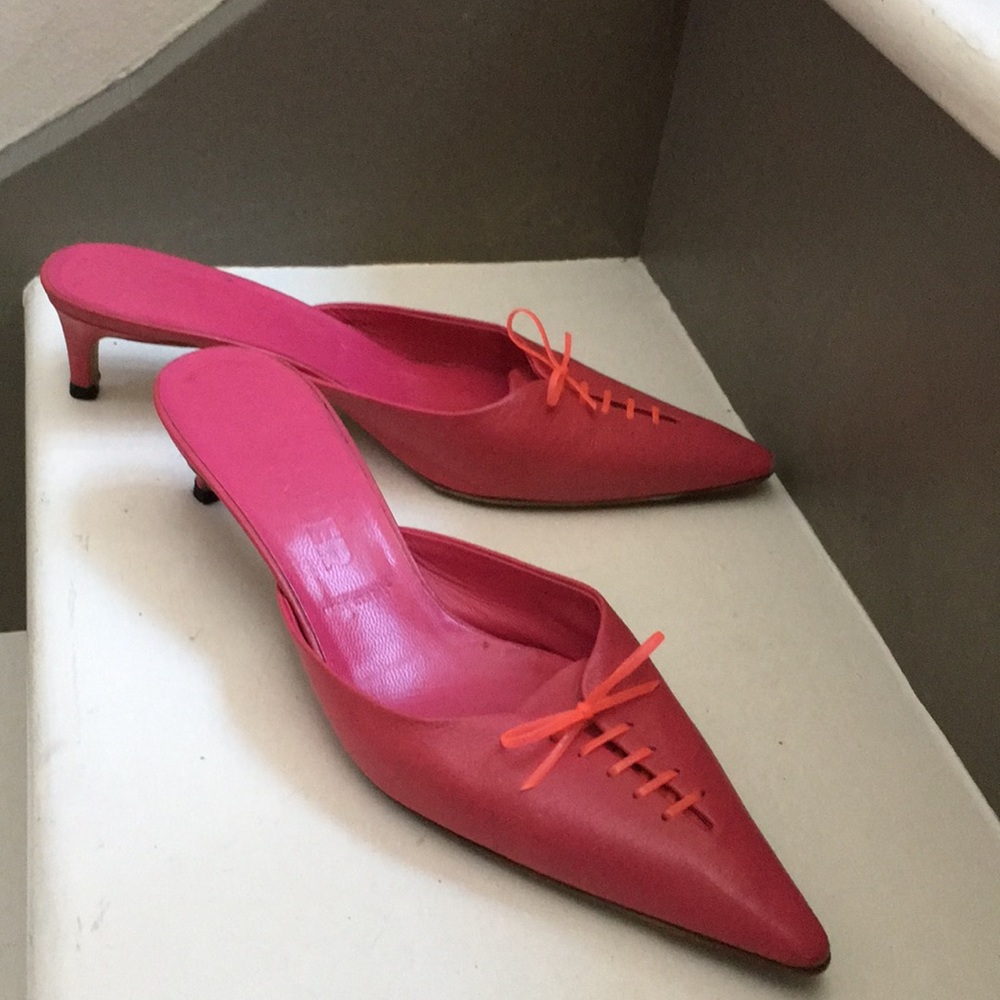 J. Sander hot pink kitten heels, sz 38, point toe
